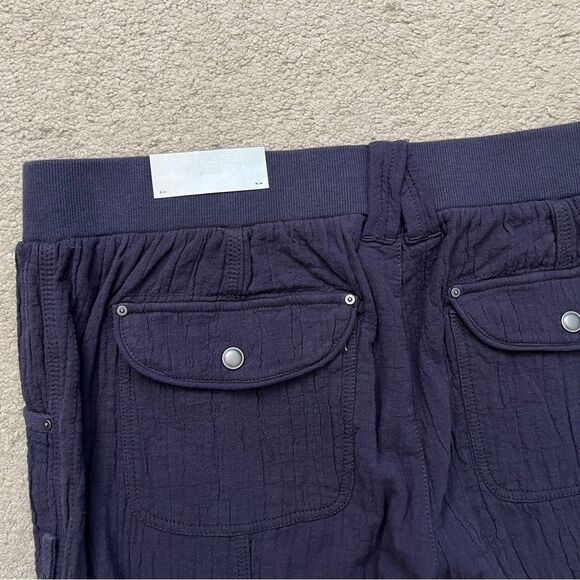 Chico's Crinkle Cotton Joggers Relaxed Pants Coastal Roll Tab 2.5 / L / 14 NEW - Picture 8 of 10